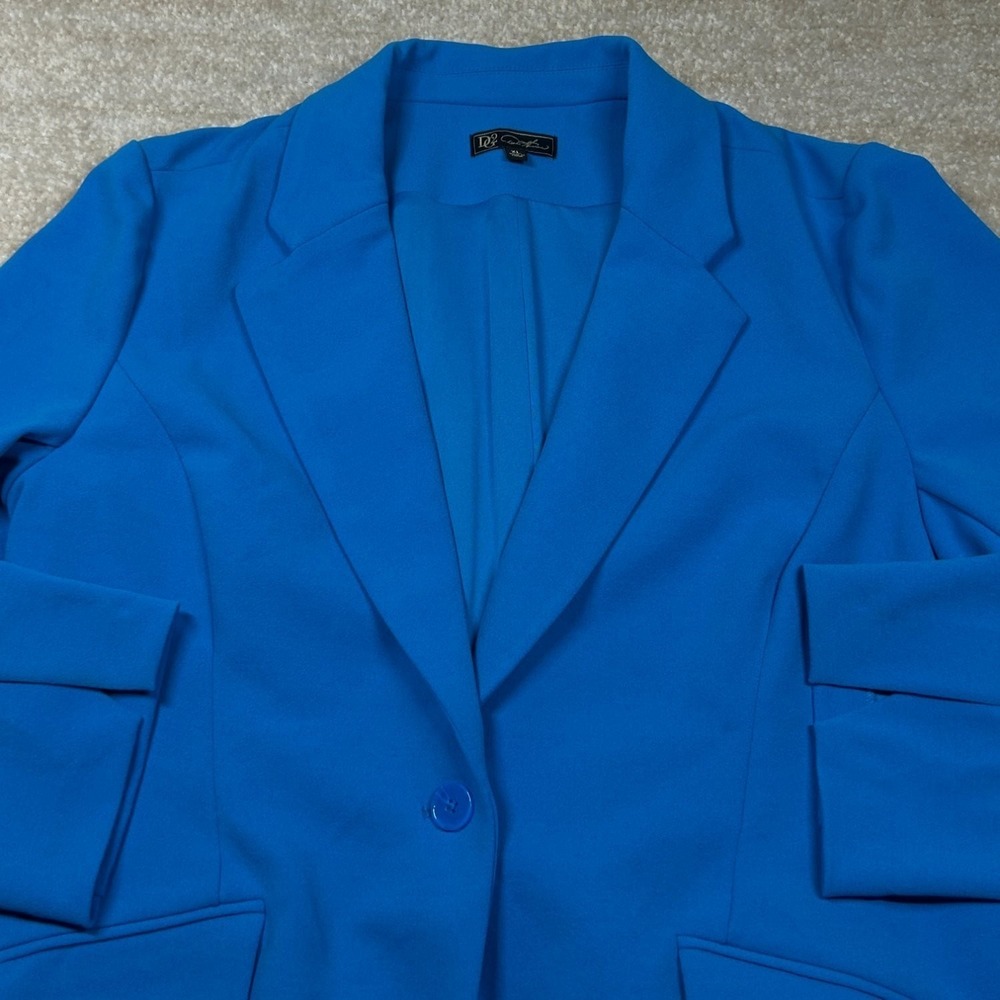 DG2 by Diane Gilman Womens Stretch Blazer Jacket XL Royal Blue Long Sleeve